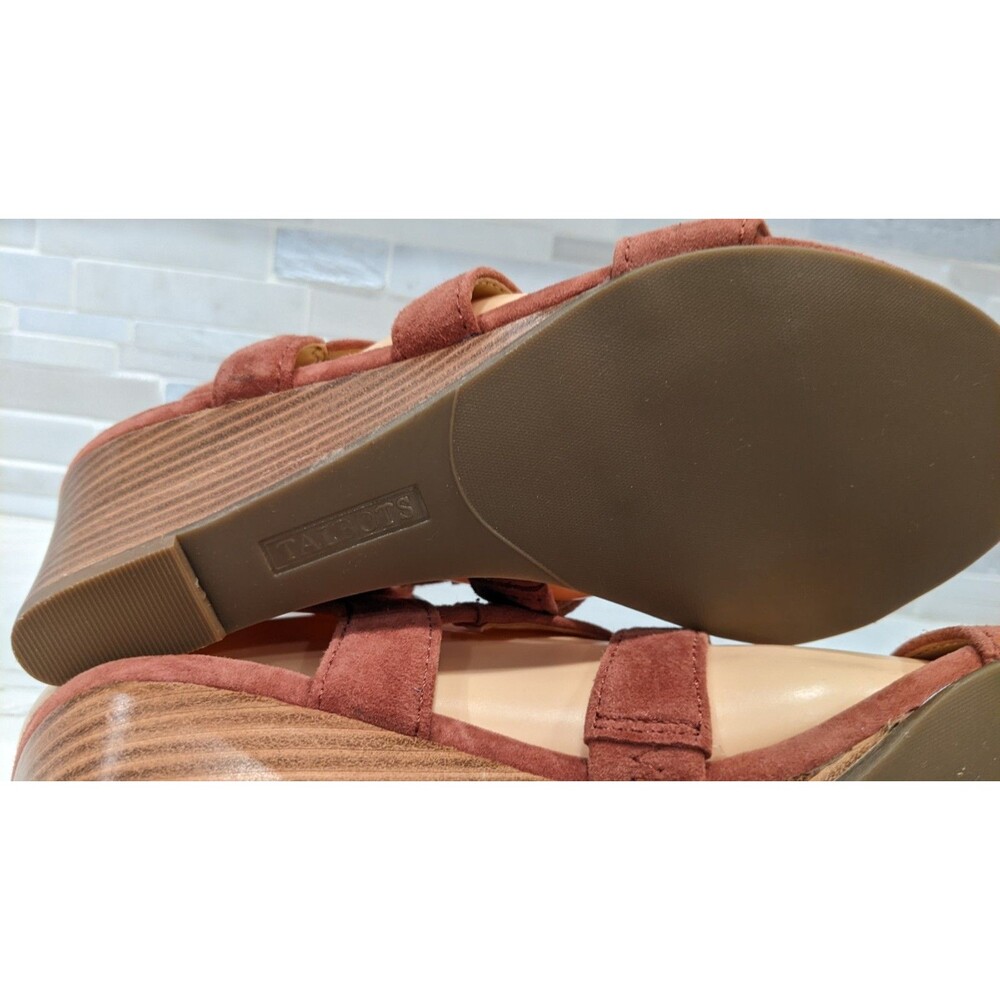 NEW~Women's TALBOTS Wedge Heel Leather Strappy Ankle Wrap Sandals 5M - Picture 10 of 13